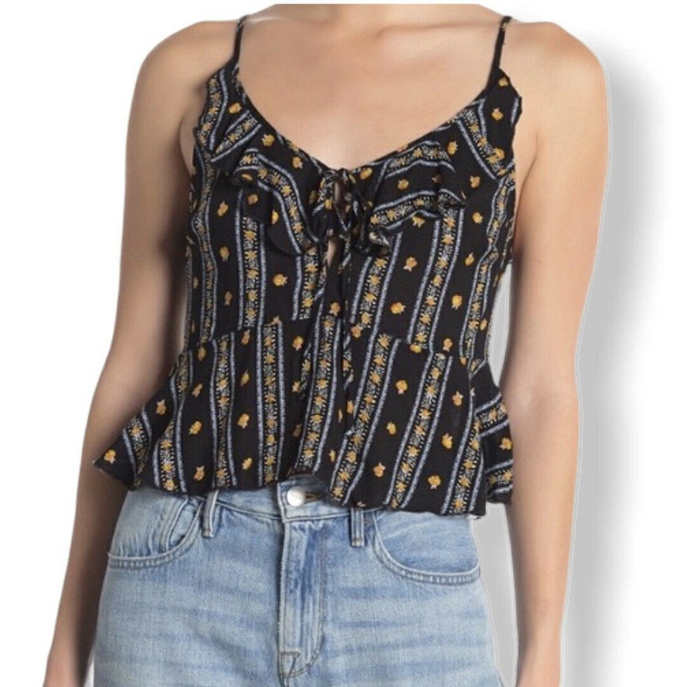 Free People Love to Love Cropped Cami Peplum Top